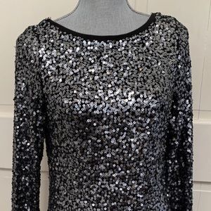 Free People Black Silver Sequin Dress Medium M New No Tag RARE HTF GORGEOUS